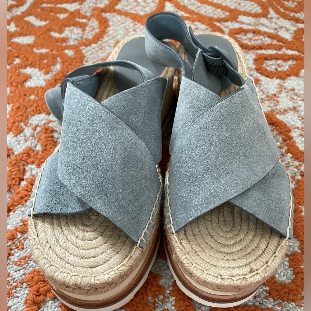 Marc Fisher blue suede platform wedge sandal